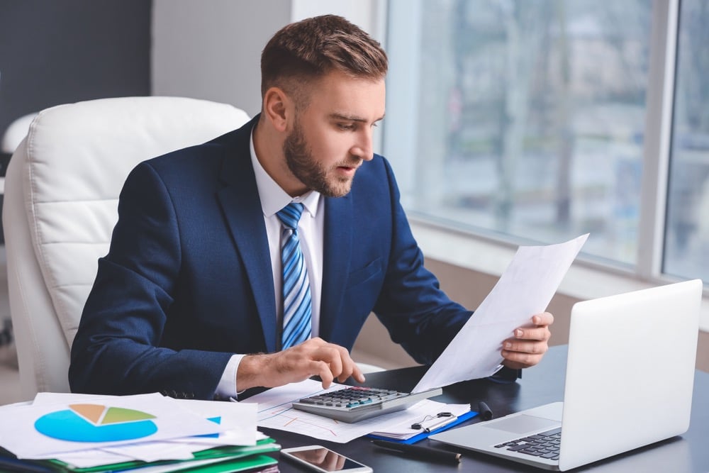 Male accountant working in office