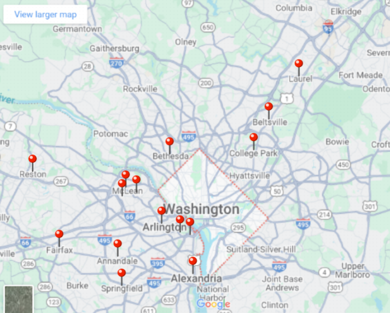 Washington DC Metro area document scanning and digital mailroom services area map